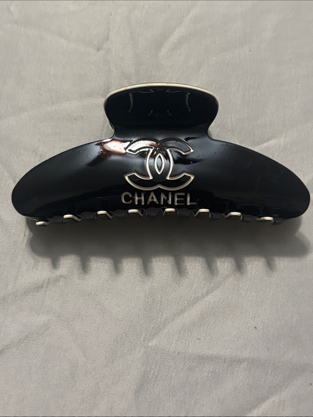 CHANEL Black Logo Hair Claw Clip